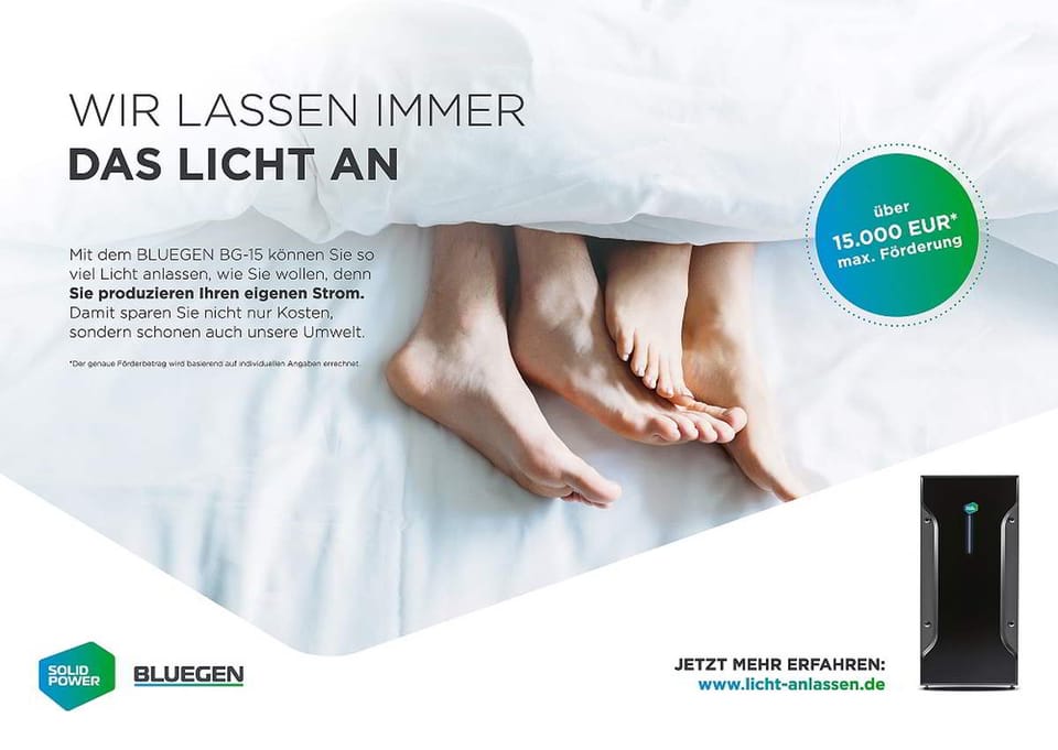FanFactory launcht mit “Licht anlassen” erste Endverbraucher-Kampagne für den Bluegen BG-15 von Solidpower