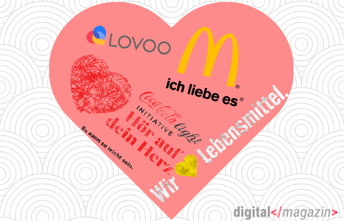 Marken-Logos mit Herz-Symbolik