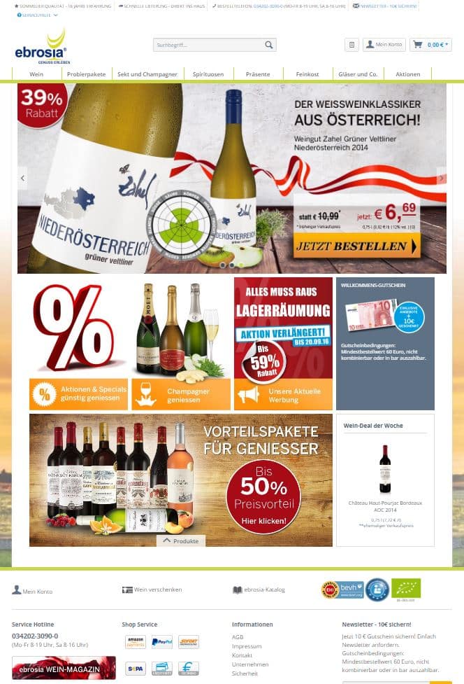 ebrosia Weinshop in neuem technischen Gewand und Design.