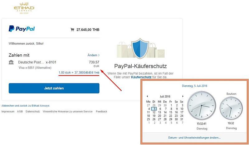 im Wechselkurs zusammengefassten Kosten bei PayPal