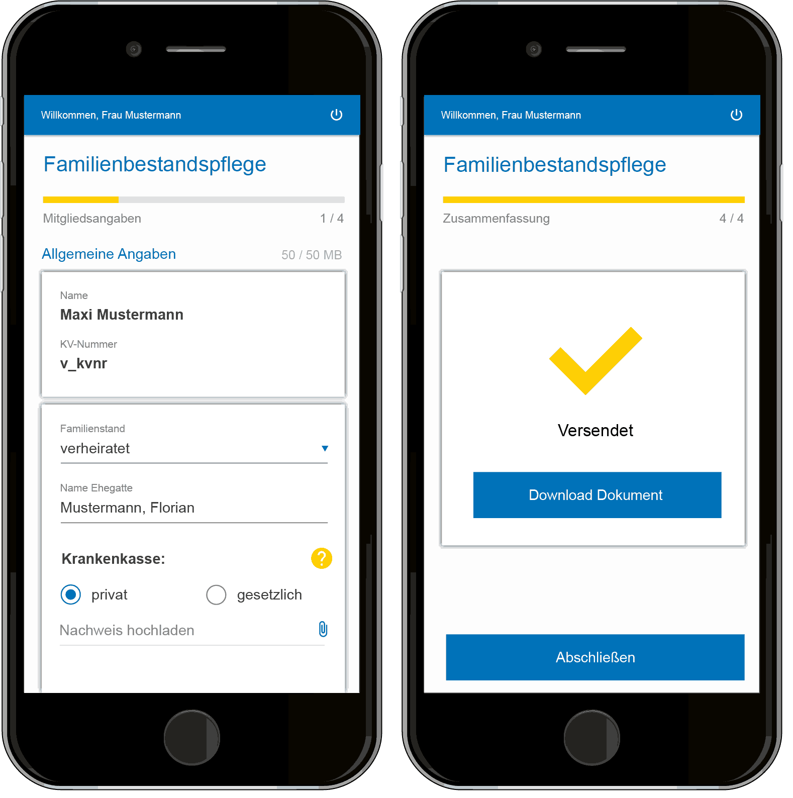 Mobile-App Familienbestandspflege Mobile-App Familienbestandspflege