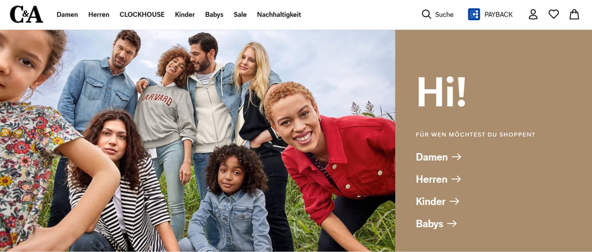 C&A Online-Shop Sortiment