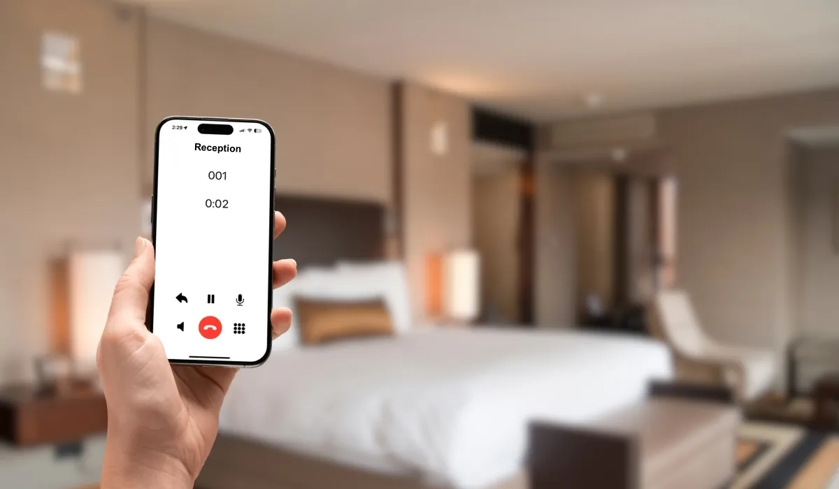 Vodia Hotel Check-in mit Smartphone